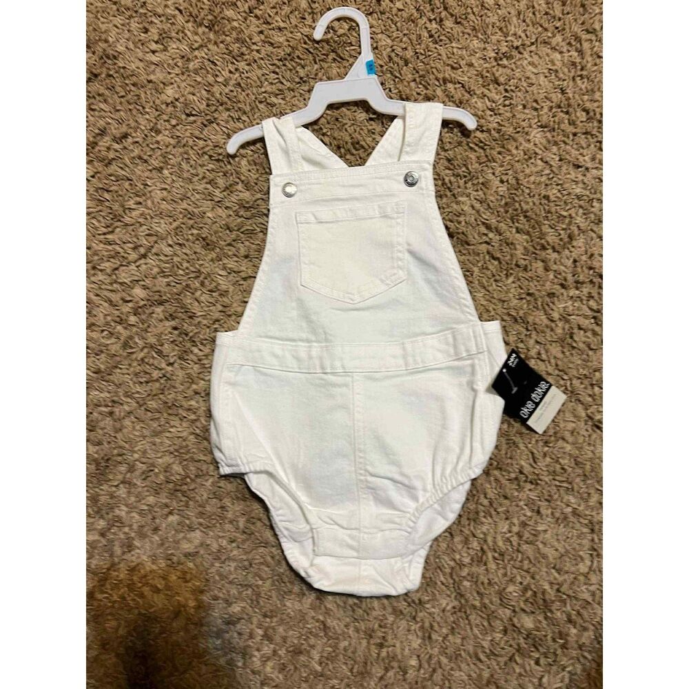 NEW Okie Dokie Shortalls romper White 24 months